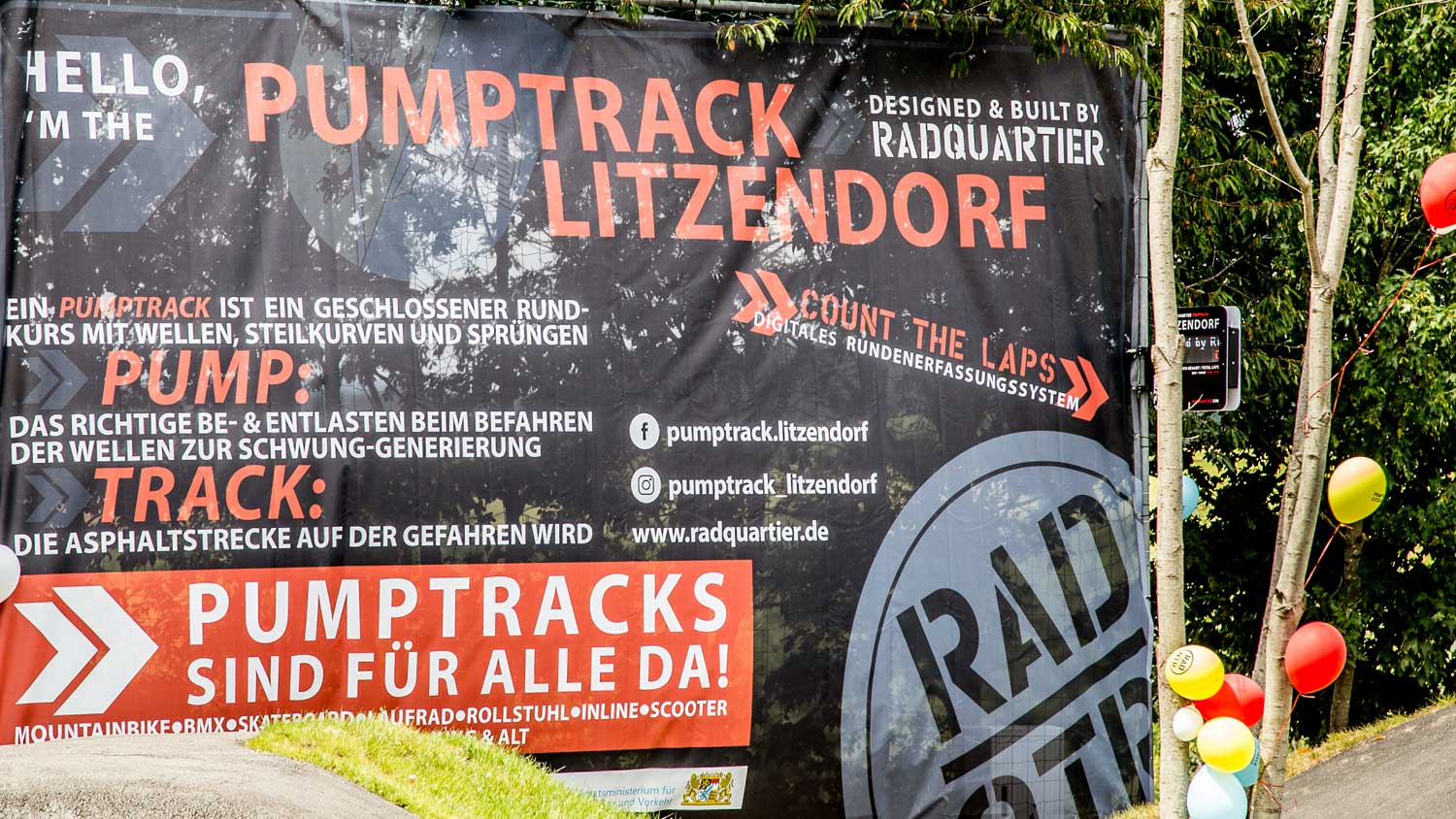 Opening RadQuartier Parks Pumptrack in Litzendorf digitaler Rundenzähler Banner