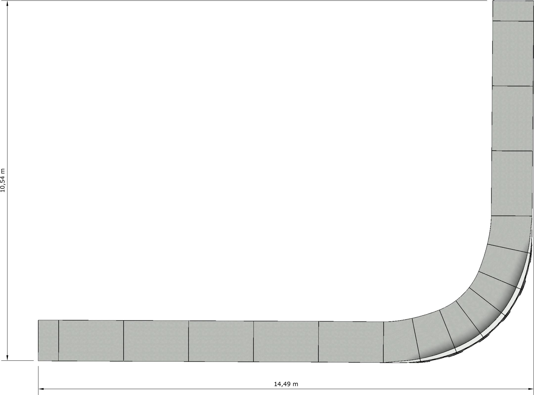RadQuartier Ramps Mobiler Modularer Fertig Pumptrack Model Big L Draufsicht