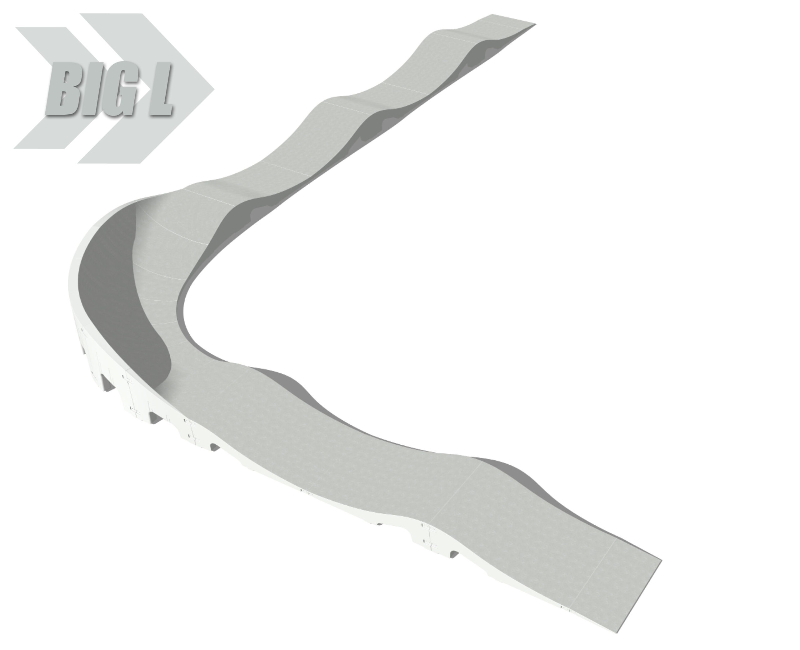 RadQuartier Ramps Mobiler Modularer Fertig Pumptrack Model Big L Visualisierung