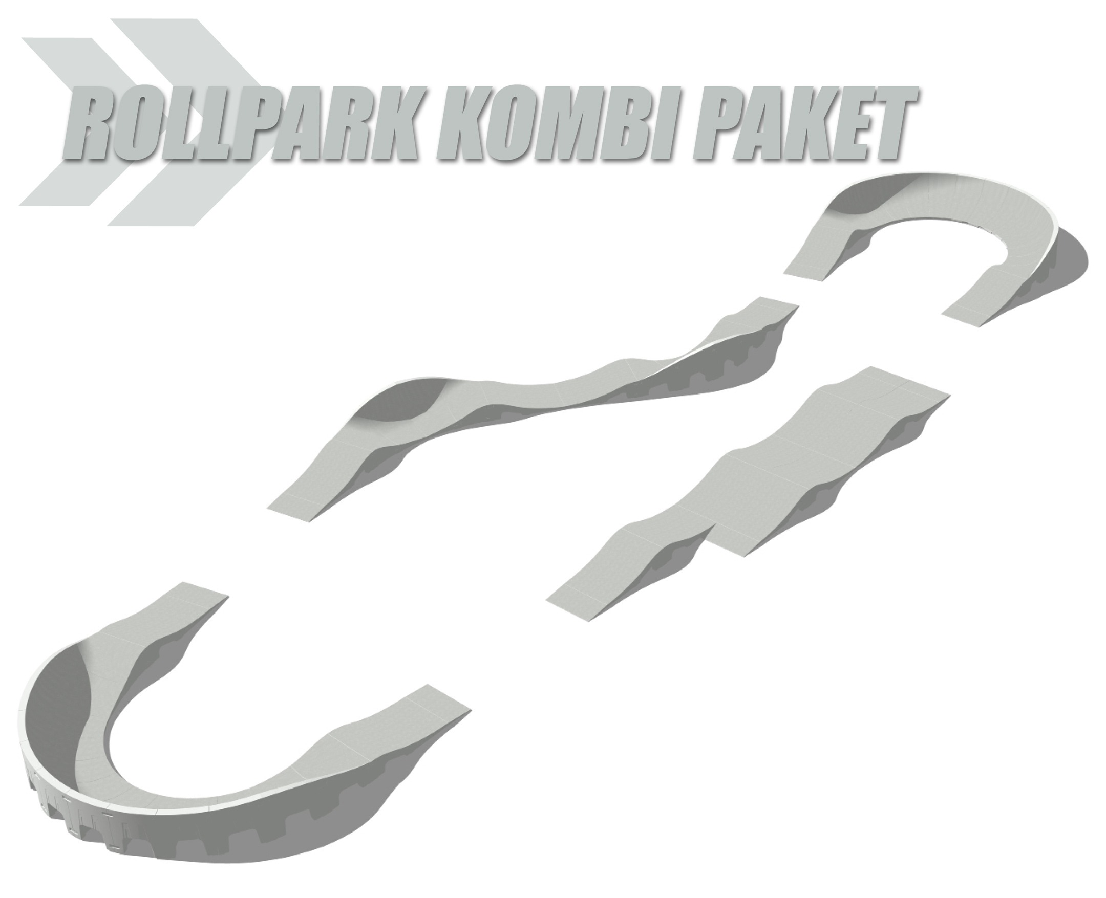 RadQuartier Ramps Mobiler Modularer Fertig Pumptrack Model Rollpark Kombi Paket Visualisierung