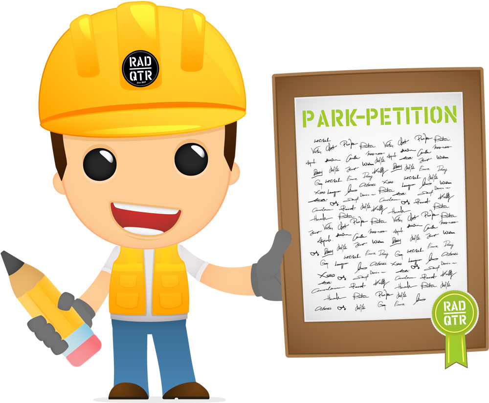 Bauarbeiter_Unterschriften_Park_Petition_2 RadQuartier Parks Park-Petition Asphalt Pumptrack Dirtpark Bikepark Skatepark Ferti Pumptrack