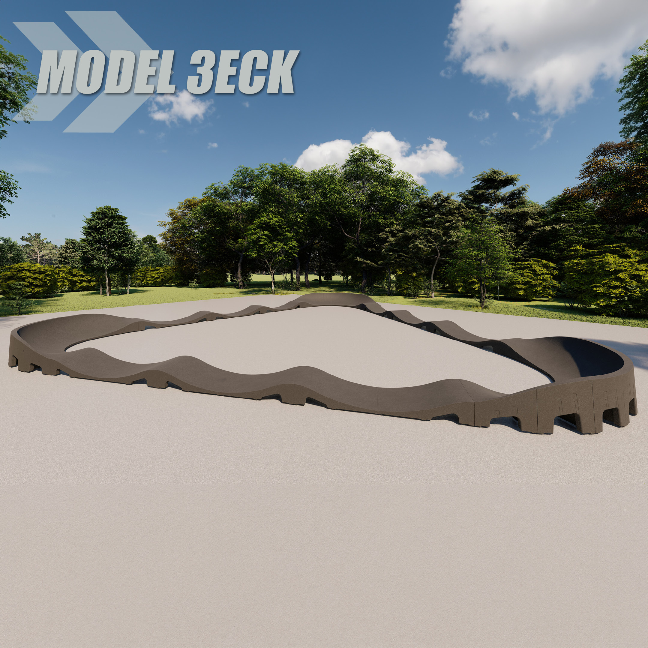 RadQuartier Parks Fertig Pumptrack Model 3Eck Mobiler Modularer Pumptrack